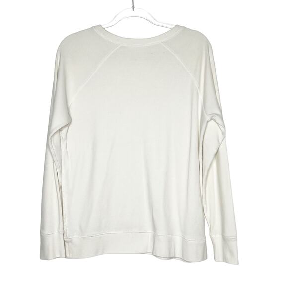 EDDIE BAUER Monstera Leaf Print Sweatshirt Scoop Neck Classic Fit Ivory Size L - Picture 7 of 8